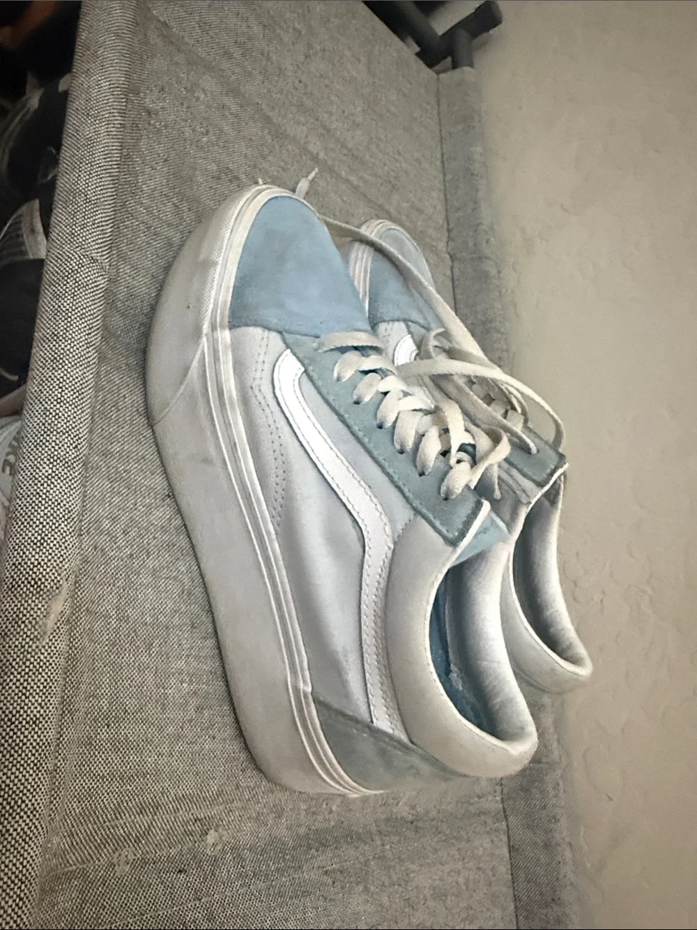 Vans Women's Light Blue and White Platform Sneakers
